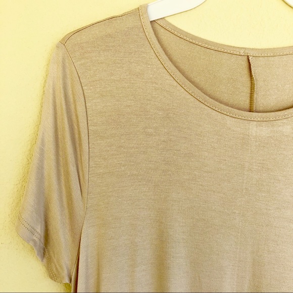 BEIGE ruffle hem swing mini dress w/pockets NWT - Picture 6 of 8